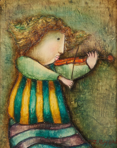 Image for Lot Joyce Roybal - whimsical figure of a violinist
