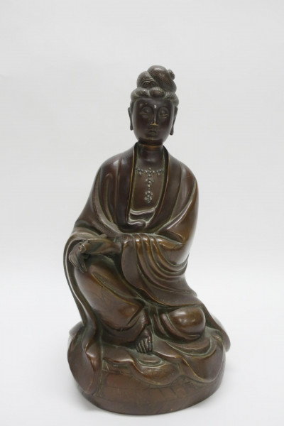 Image for Lot Chinese Bronze Seated Guanyin