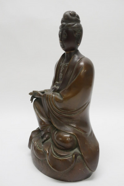 Chinese Bronze Seated Guanyin