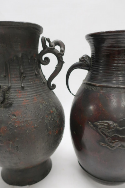 Two Japanese Bronze Vases