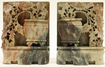 Image for Lot Pair Chinese Soapstone Bookends