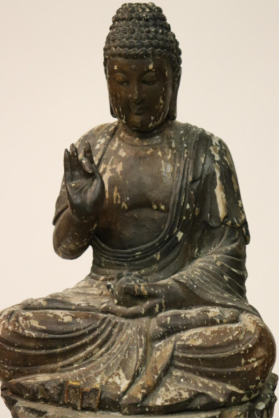 Two Carved Wooden Buddhas