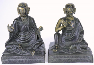 Image for Lot Two Bronze Seated Arhats