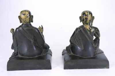 Two Bronze Seated Arhats