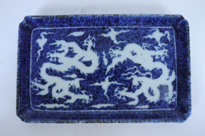 Low Porcelain Dragon Tray and Stone Objects