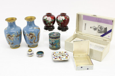 Image for Lot Asian Cloisonne Vases, tabletop objects