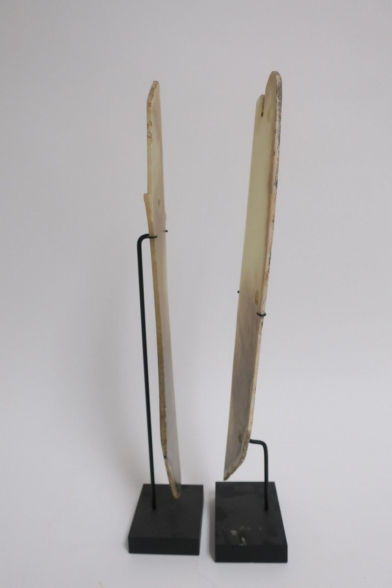 Two Archaic Style Jade Adz Blades
