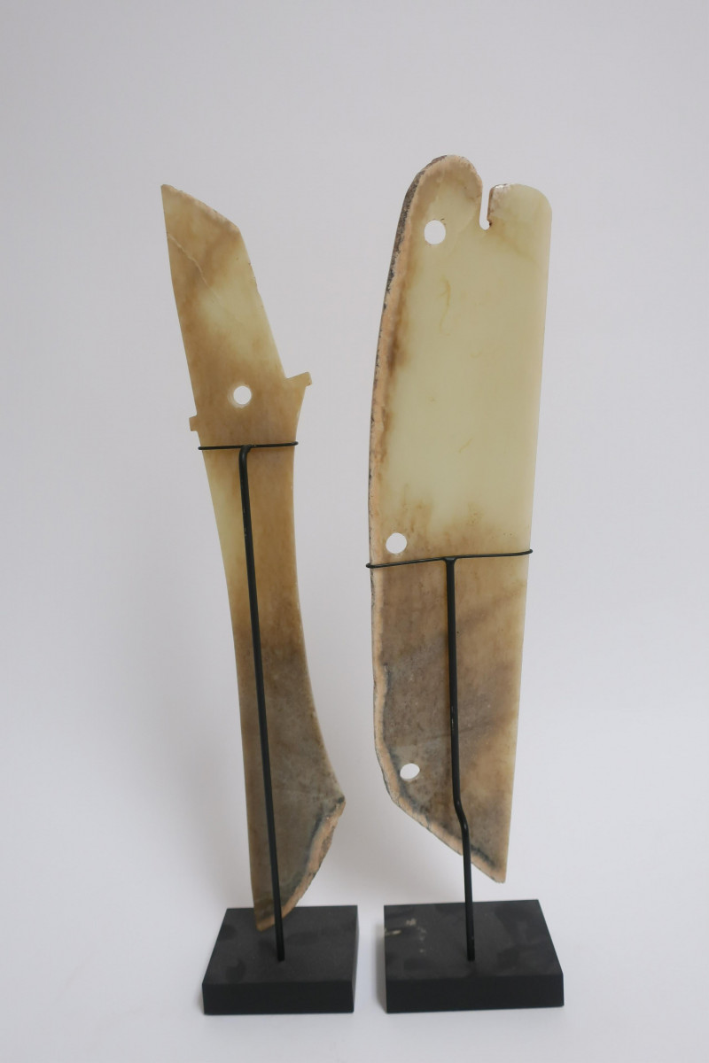 Two Archaic Style Jade Adz Blades