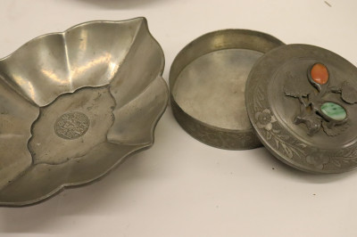 9 Pieces Chinese Pewter