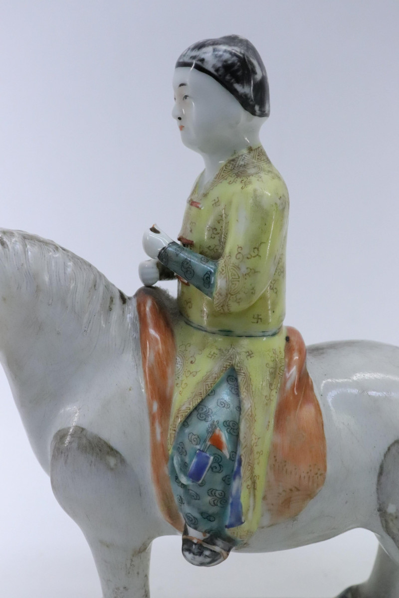 Chinese Glazed Pottery Equestrian Figure