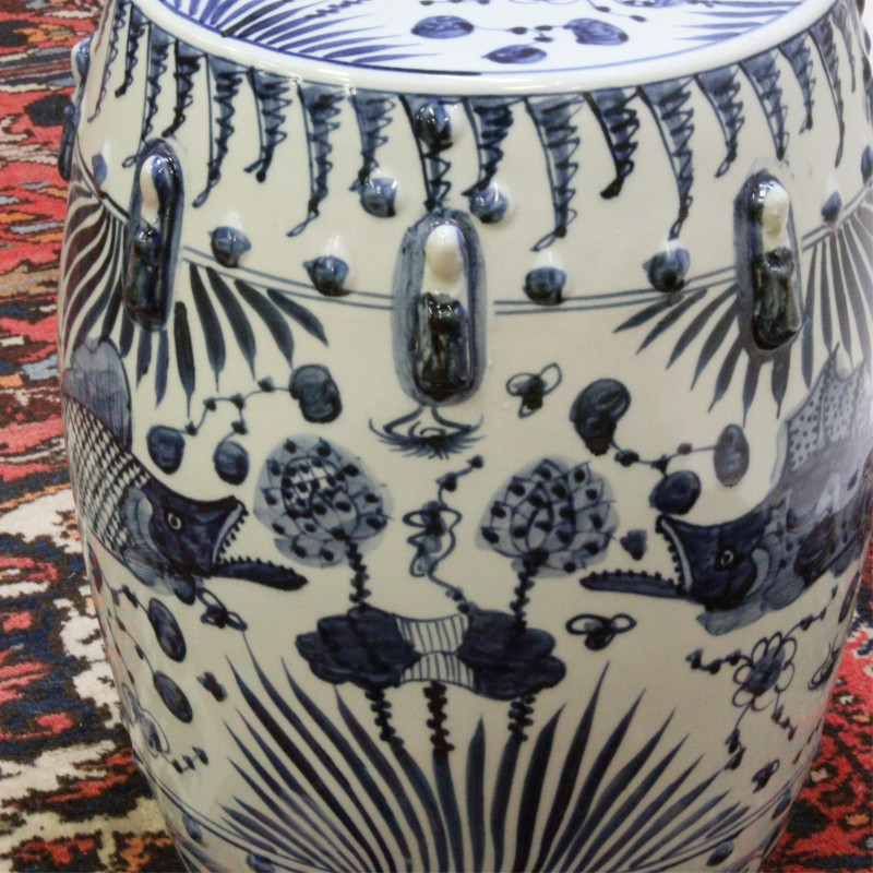 Two Blue and White Yuan Style Garden Stools