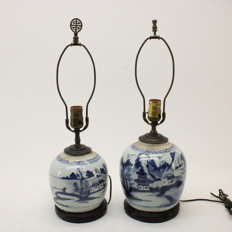 2 Chinese Canton Ginger Jars as Lamps