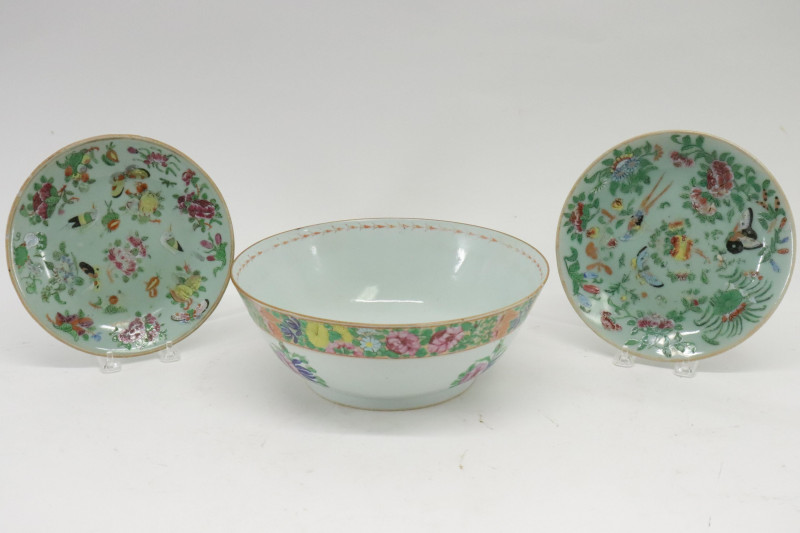 Chinese Export Straits Bowl, celadon plates
