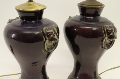 Pair Chinese Sang de Boeuf Vases as Lamps