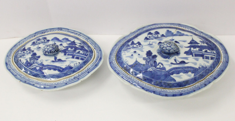 Two Willow Pattern Oblong Tureens