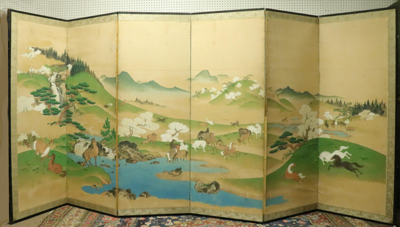 L19/E20C Japanese Landscape Six Panel Byobu Screen