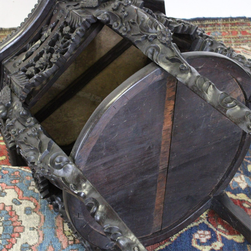 Chinese Elaborately Carved Marble Top Wine Table