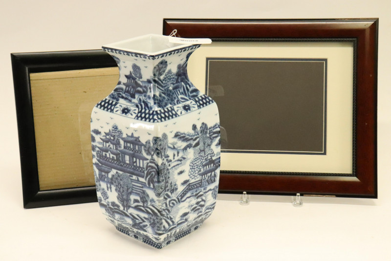 Asian Style Vase and Wooden Frames