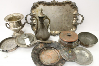 Image for Lot 4 Silverplate &amp; 5 Persian Serving Dishes