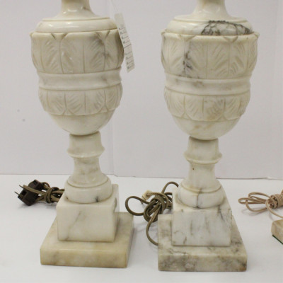 2 Pairs Carved Alabaster Lamps &amp; Other