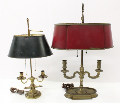Image for Lot 2 Brass &amp; Tole Peinte Bouillote Lamps