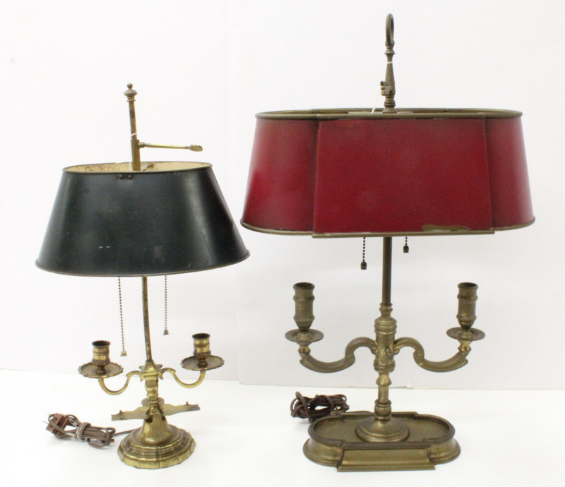 2 Brass &amp; Tole Peinte Bouillote Lamps