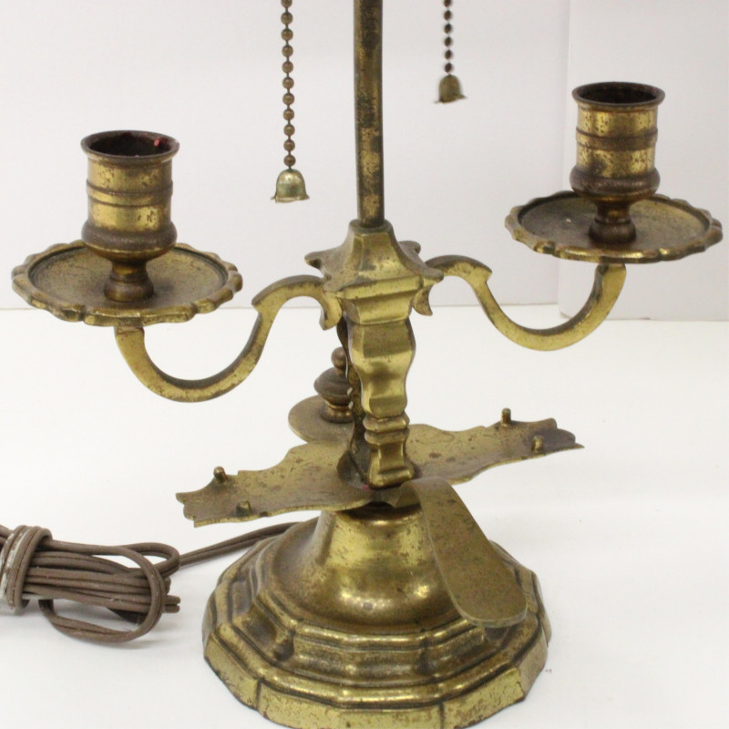 2 Brass &amp; Tole Peinte Bouillote Lamps