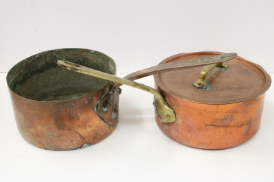 4 Antique Copper Sauce Pans