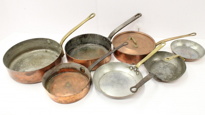 7 Copper Pans &amp; Sauce Pans