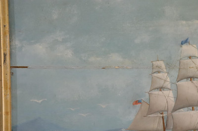 Maritime Oil Painting,19th C., Ship at Sea, O/B