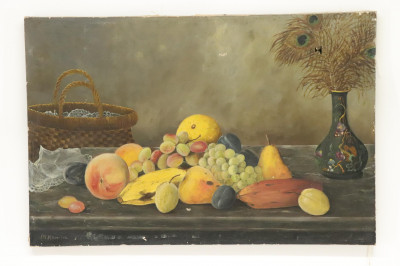 2 19th C. Still Life Paintings of Fruit, O/C