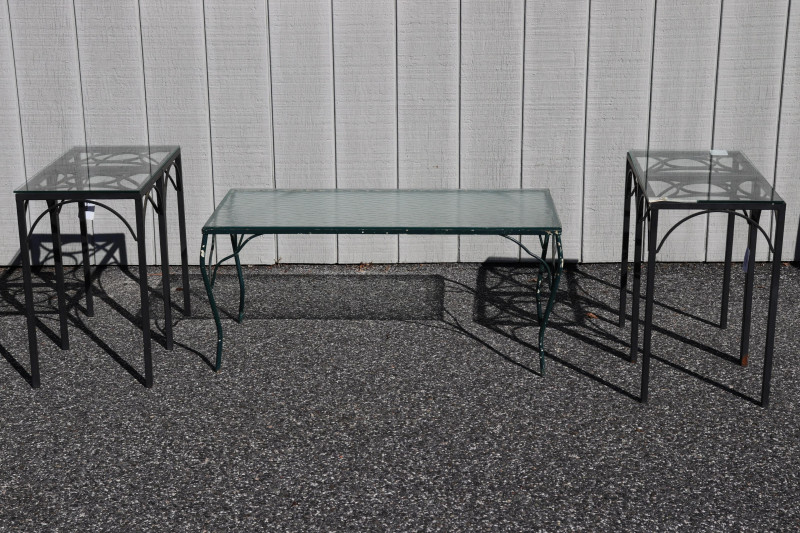 Painted Wrought Iron Coffee Table &amp; 4 Sides