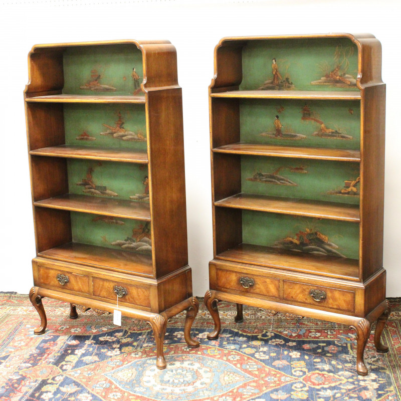 Pr G III Style Chinoiserie Dwarf Bookcases