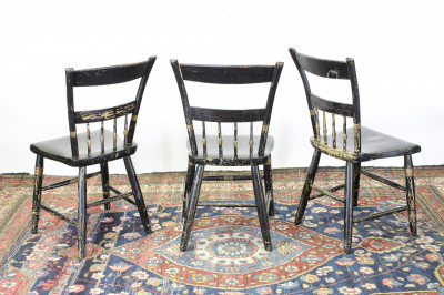3 Late Federal Stenciled Side Chairs &amp; 1 Hitchcock