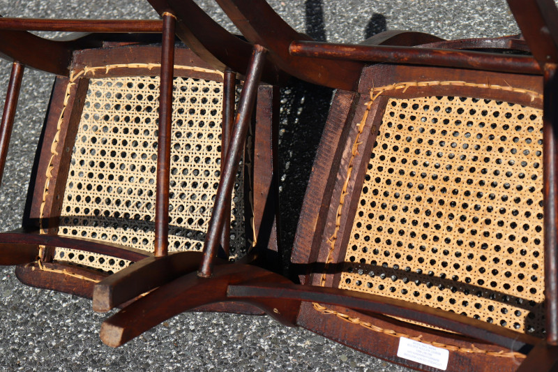 Pair Late Federal Mahogany Caned Side Chairs