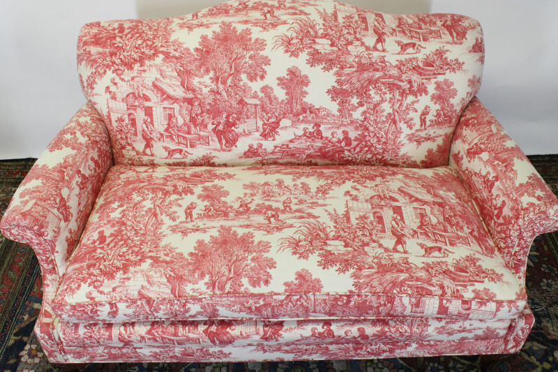 Queen Anne Style Upholstered Loveseat