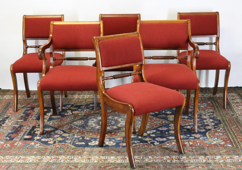 Set of 6 Regency Style Mahogany Dining Chairs