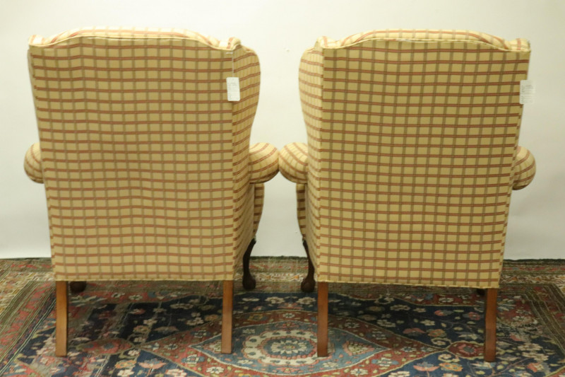 Pair George III Style Cherry Wing Armchairs