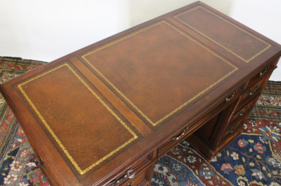 George III Style Mahogany Stained Pedestal Desk