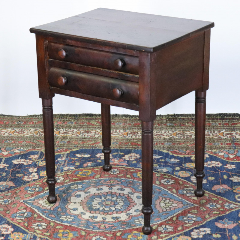 American Classical Mahogany 2-Drawer Side Table