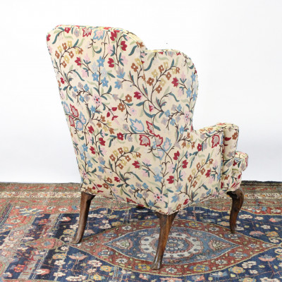 George II Walnut Wing Chair, 18th C.