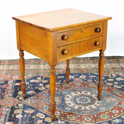 Image for Lot American Curly Maple 2-Drawer Stand, 19th C.