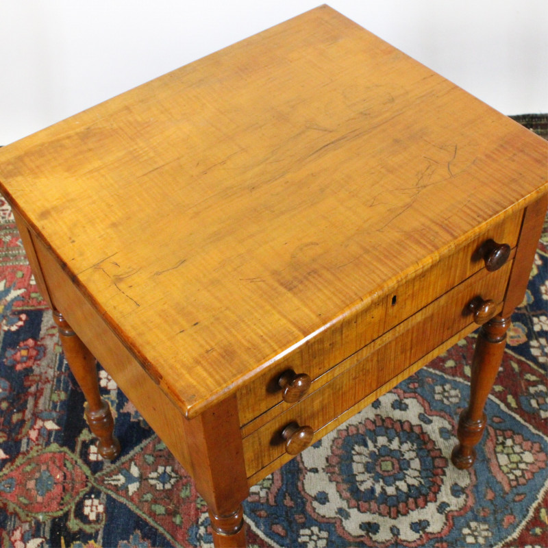 American Curly Maple 2-Drawer Stand, 19th C.