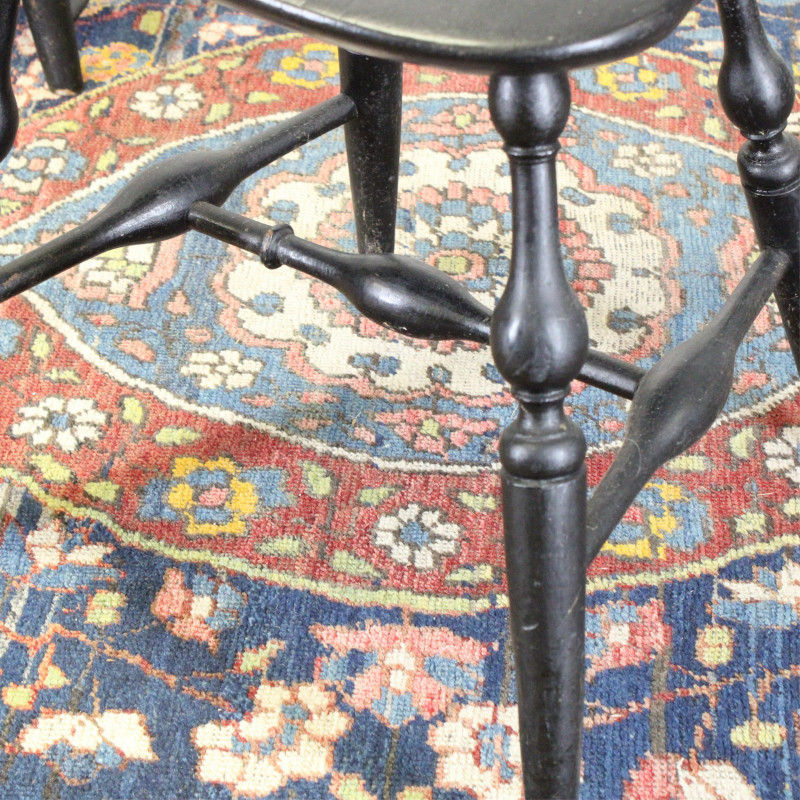 Three Early Windsor Chairs In Black Paint