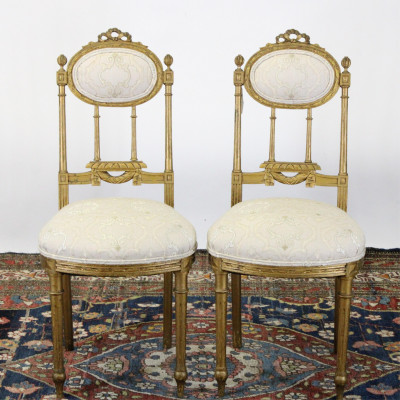 Image for Lot Pair Louis XVI Style Ballroom Chairs