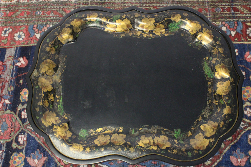 Antique Tole Tray with Regency Style Base