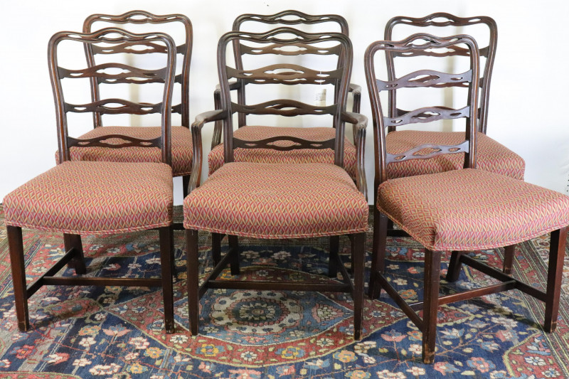 6 Georgian Style Mahogany Chairs, L 19-E 20