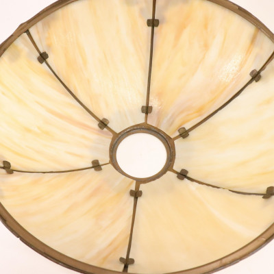 Art Nouveau Style Metal Slag Glass Table Lamp