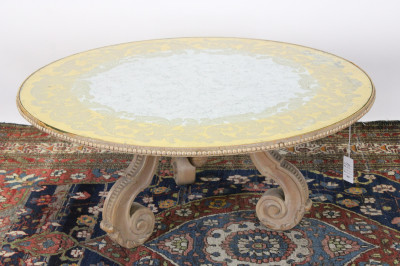 Image for Lot NeoClassic Style Reverse Ptd Glass Top CoffeeTable