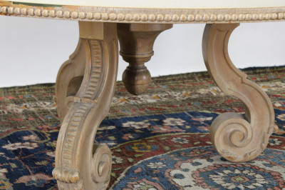 NeoClassic Style Reverse Ptd Glass Top CoffeeTable